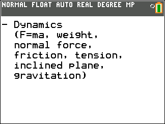 Free Physics Mechanics Help Pack for TI-84 Plus CE