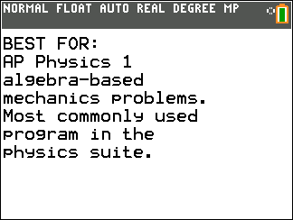 Free Physics Mechanics Help Pack for TI-84 Plus CE
