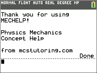 Free Physics Mechanics Help Pack for TI-84 Plus CE