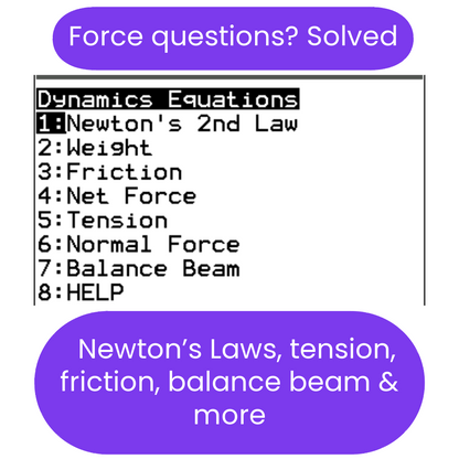 ti84 program with dynamics equations menu