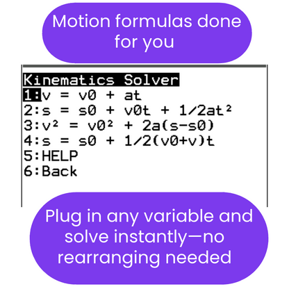 ti84 program kinematics solver