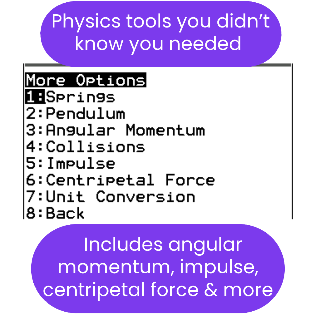 Physics mechanics ti84 program more menu
