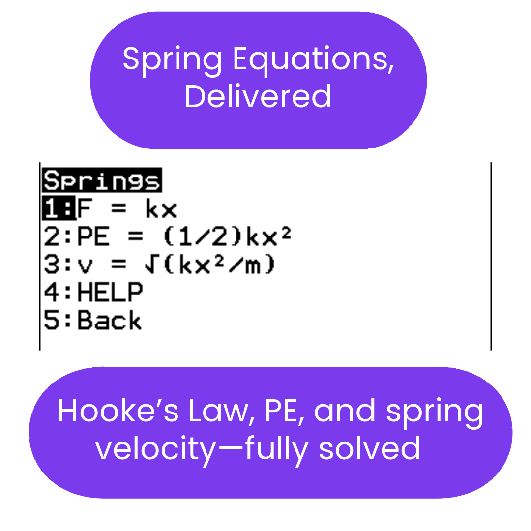 spring equations menu
