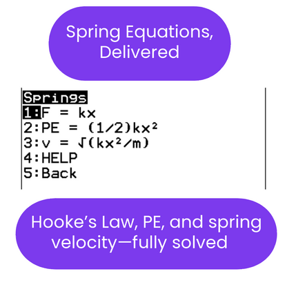 spring equations menu