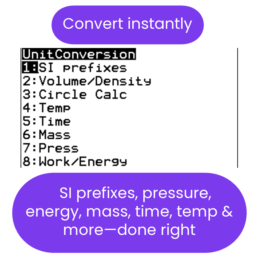 unit conversion menu