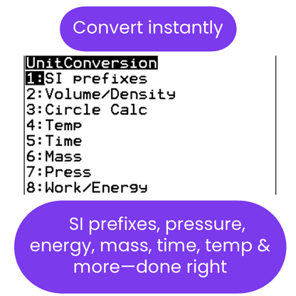 unit conversion menu