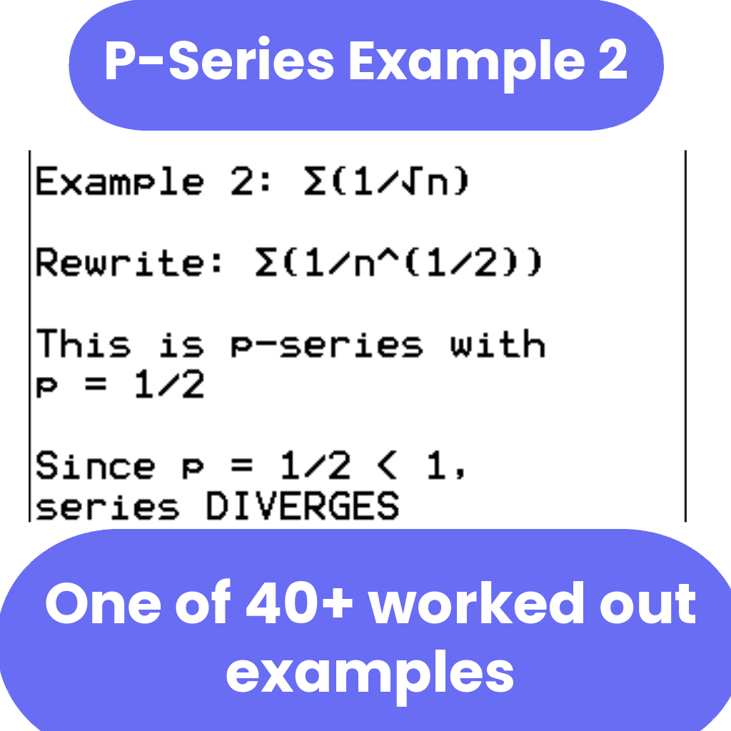 ti84 program Mathematical example of a p-series with p = 1/2, showing divergence.