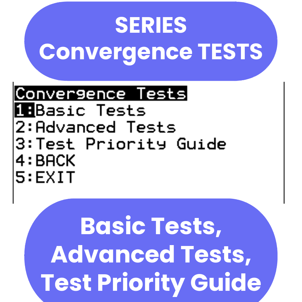 ti84 program screen with options for convergence tests on a white background