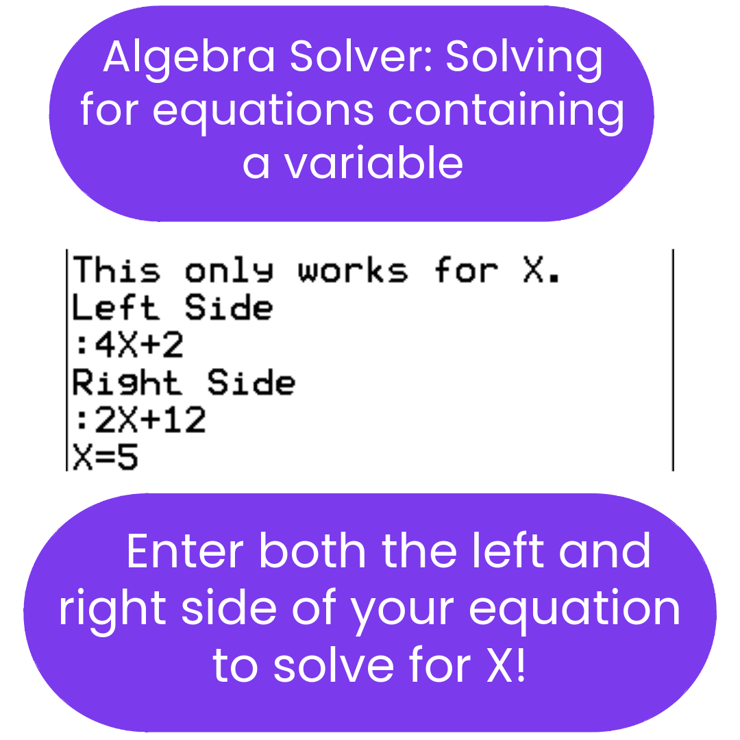 Instructional text on solving equations with a variable, displayed in a conversational format.
