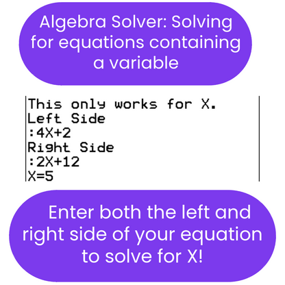 Instructional text on solving equations with a variable, displayed in a conversational format.