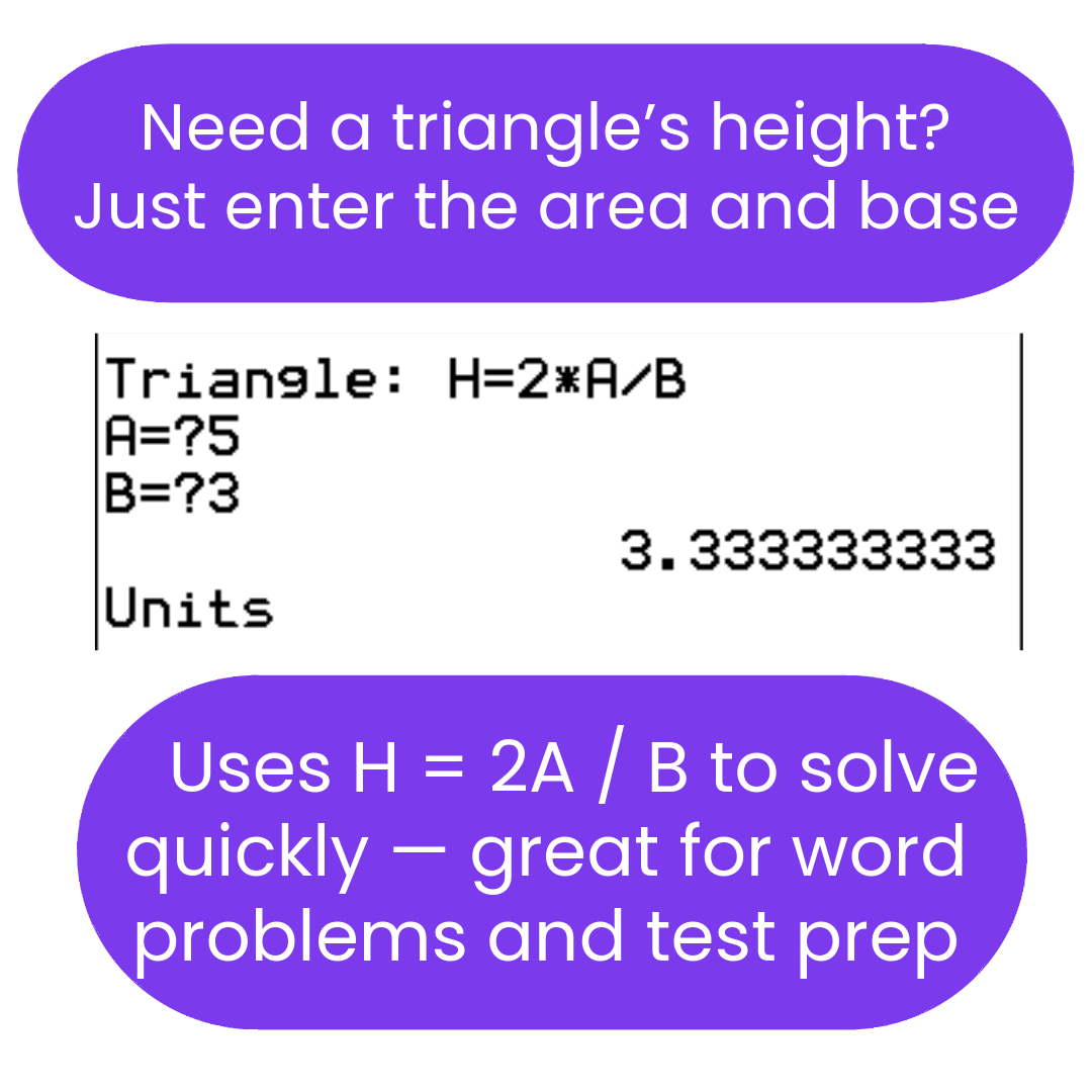 Calculating triangle height using area and base
