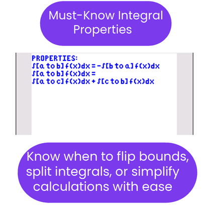 Sheet with integral properties and tips for using them effectively.