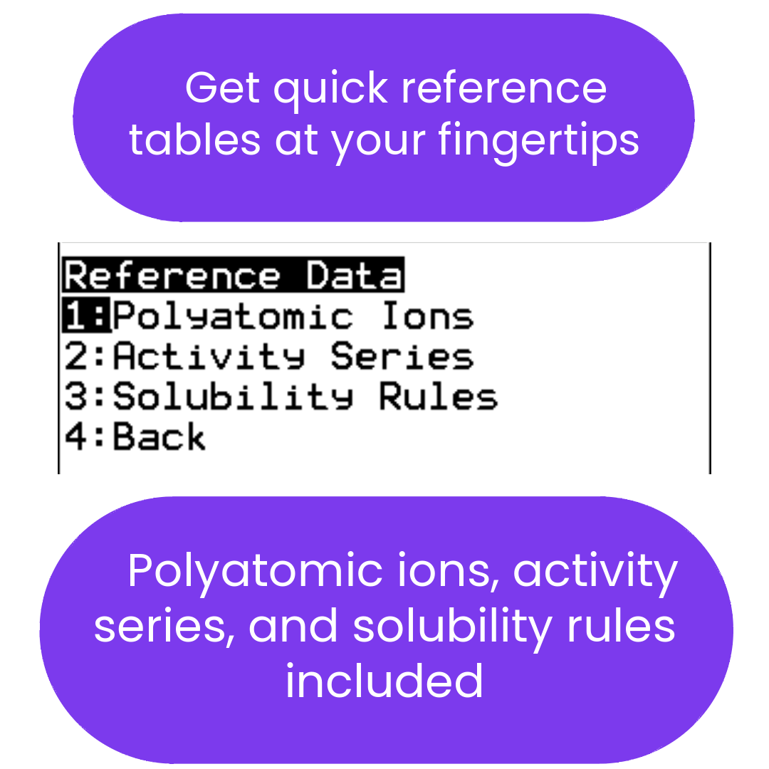 Menu or interface showing reference data categories with purple highlighted text.