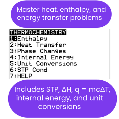List of thermochemistry topics with relevant equations and conditions ti84 program 