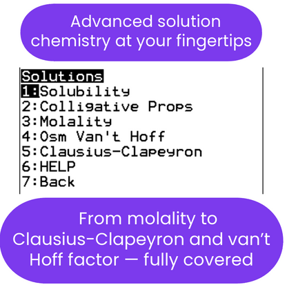 Menu or list of chemistry topics with a purple background.