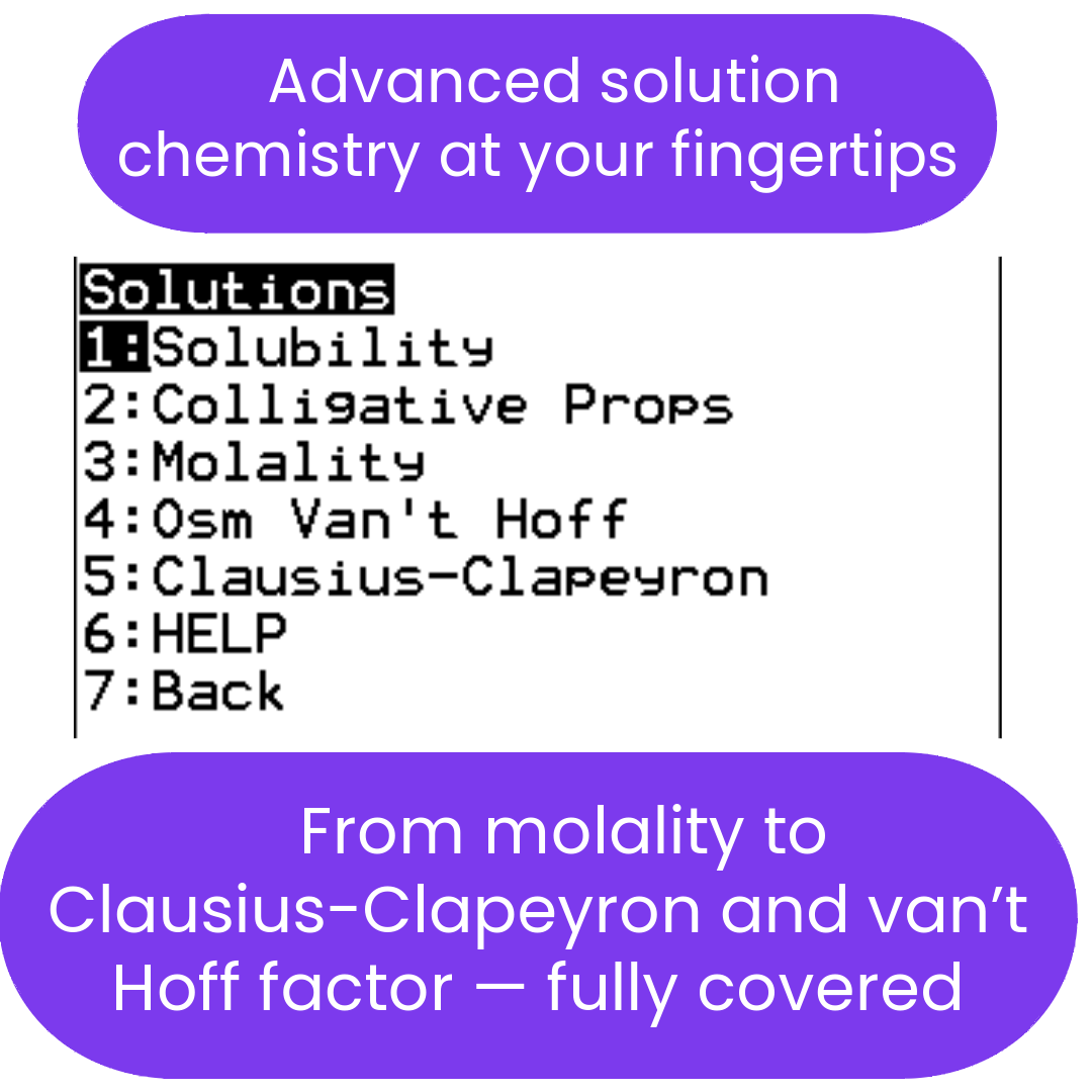 Menu or list of chemistry topics with a purple background.