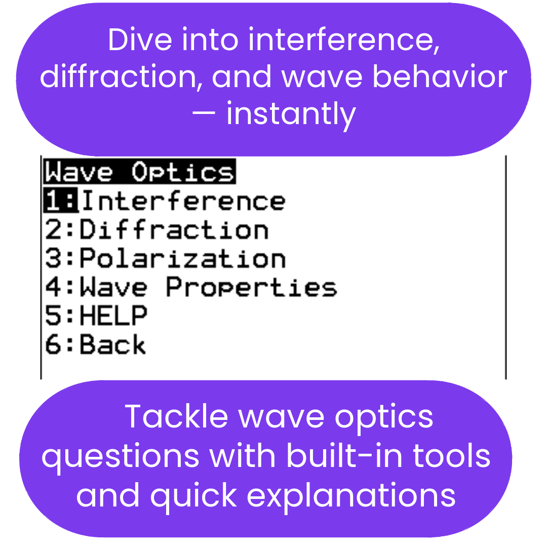 Menu or interface related to wave optics with options like interference and diffraction.