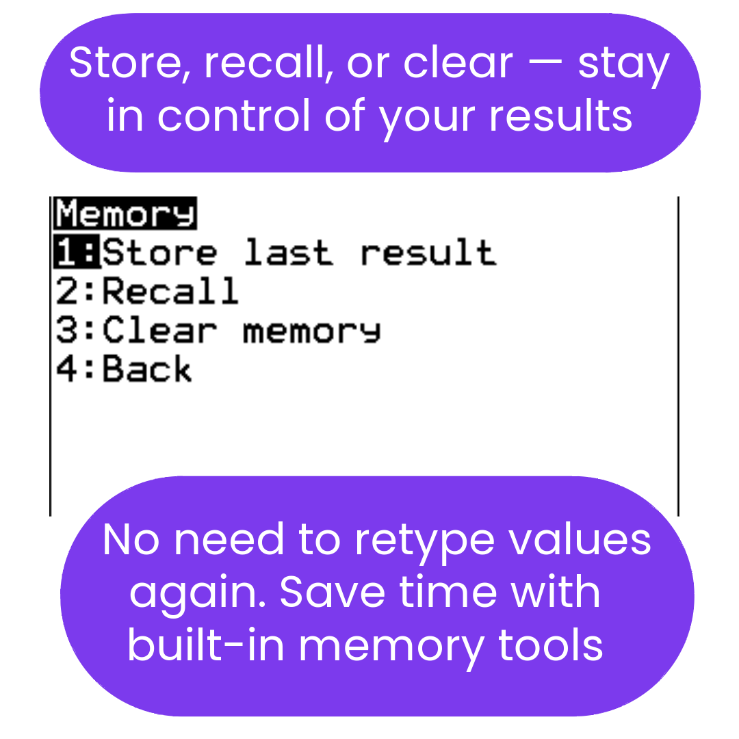 Memory recall for recent results ti84