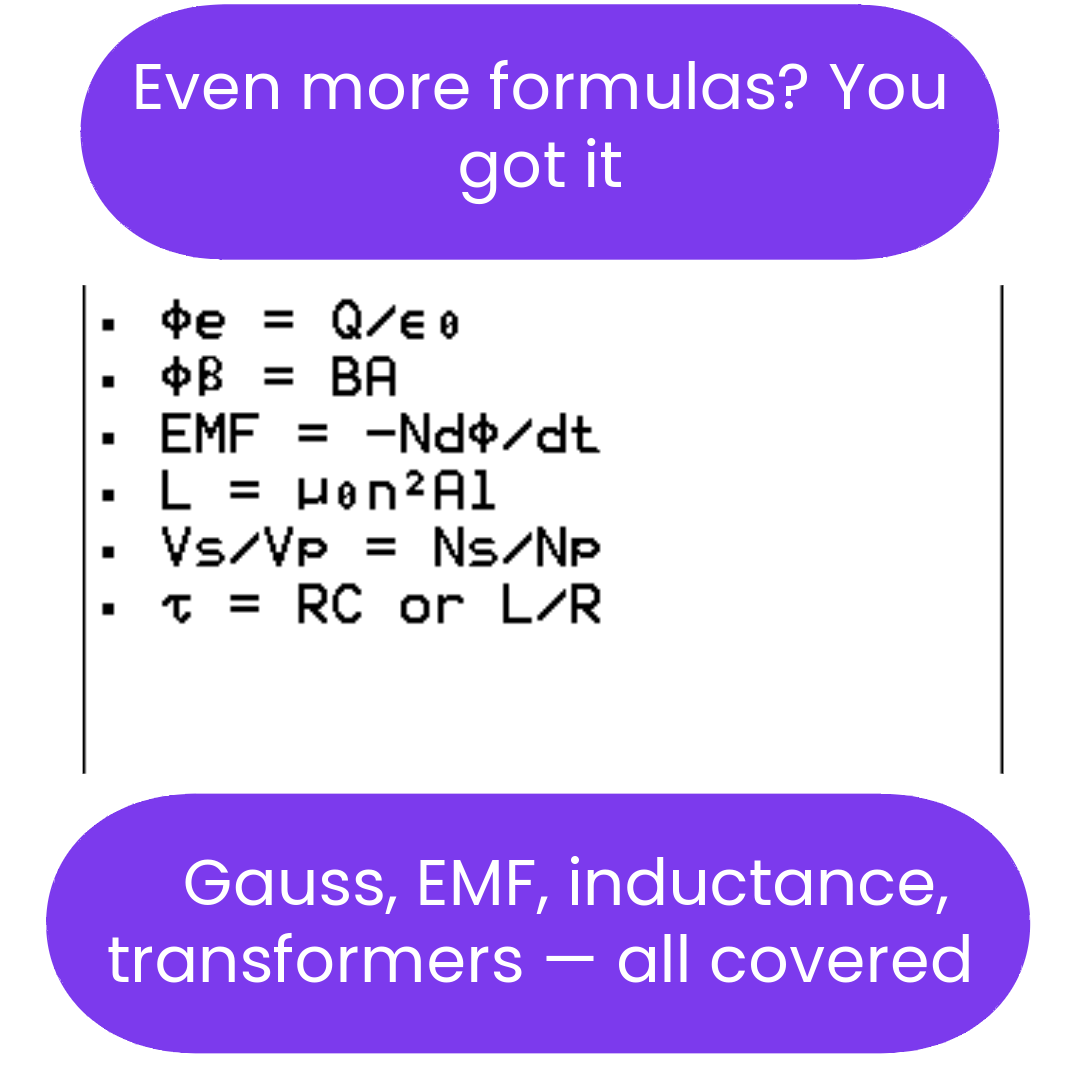 More electricity and magnetism formulas