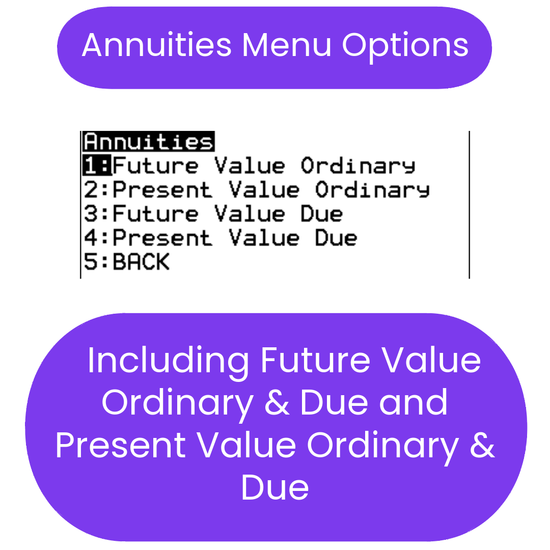 Annuities menu options with text on a white background