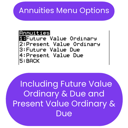 Annuities menu options with text on a white background