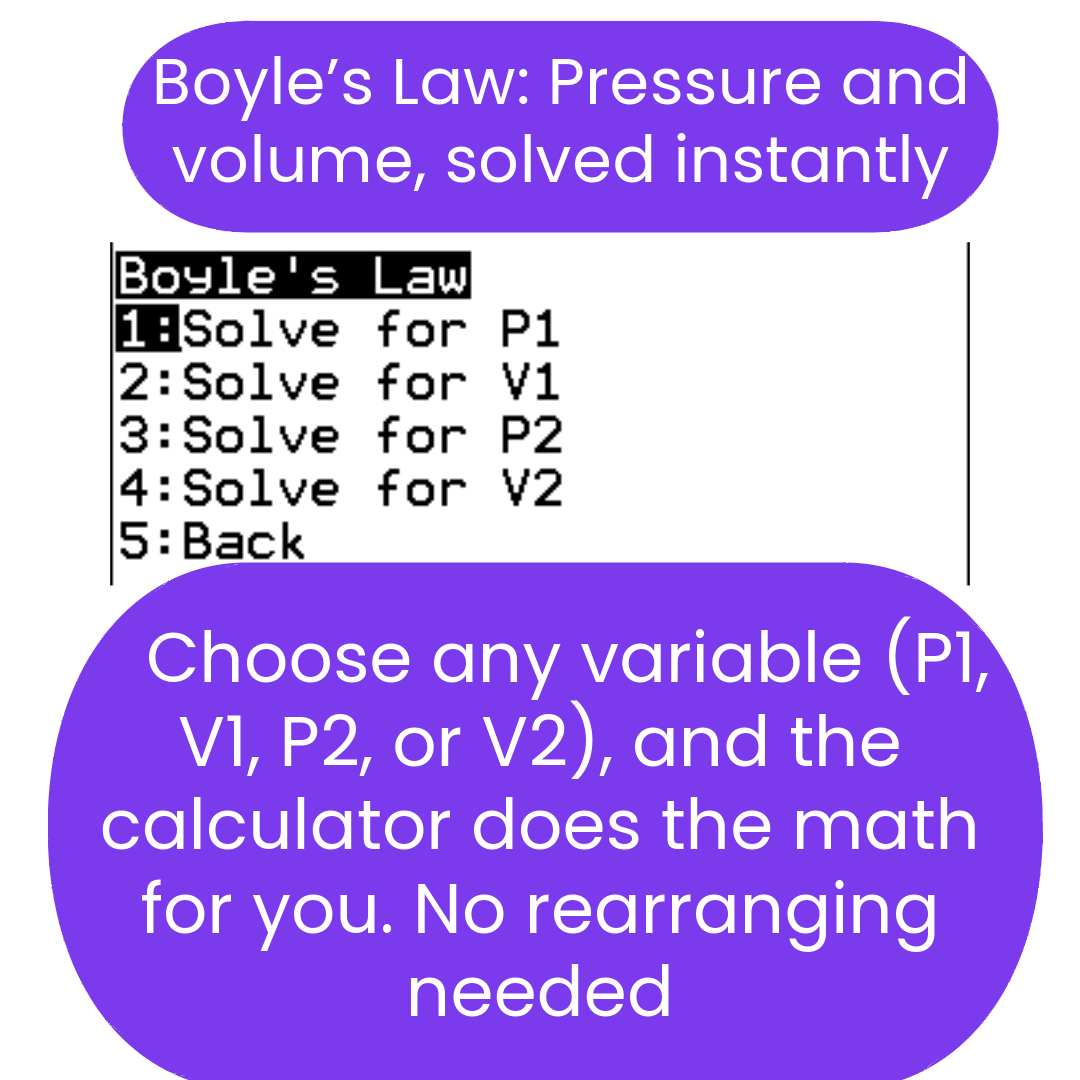 Boyle's Law calculator interface with text instructions on a white background