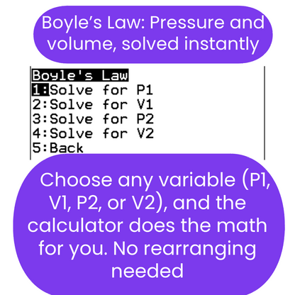 Boyle's Law calculator interface with text instructions on a white background