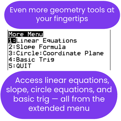 Menu with options for geometry tools on a purple background