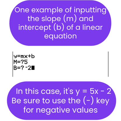Inputting linear equation into ti84 program 