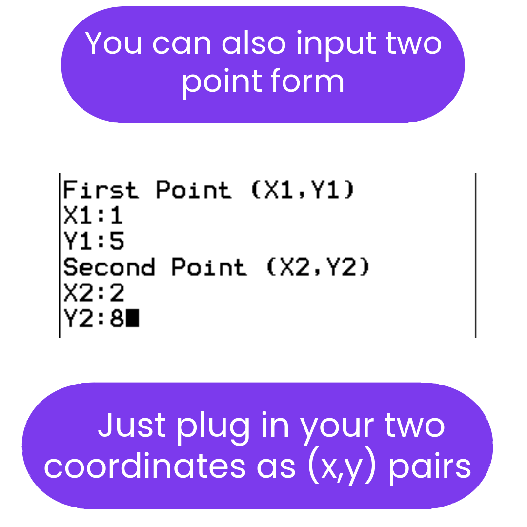 Two point form for linear equation ti84 program 