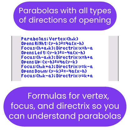Parabola formulas ti84 program 