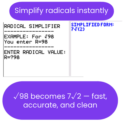 radical simplifier program for ti84